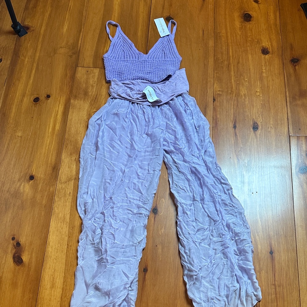 Elegant Lavender Knit Jumpsuit